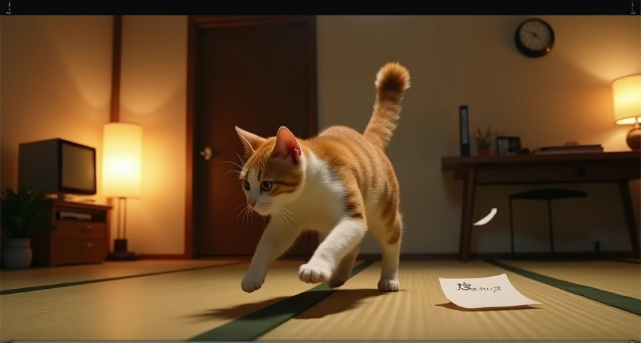猫の夜の大暴れをイメージした画像