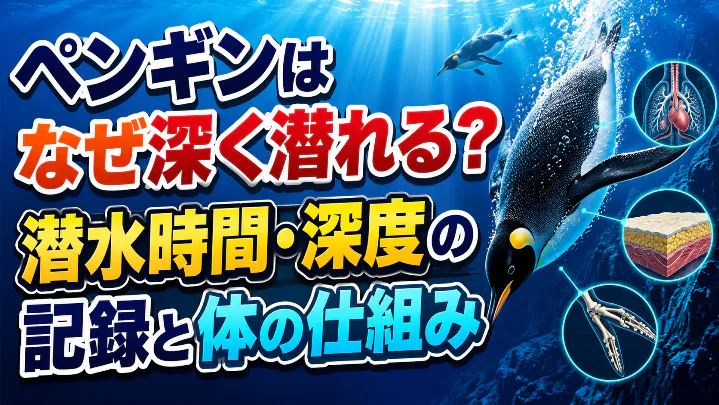 ペンギンはなぜ深く潜れるのか、潜水時間・深度の記録と体の仕組みを解説するアイキャッチ画像