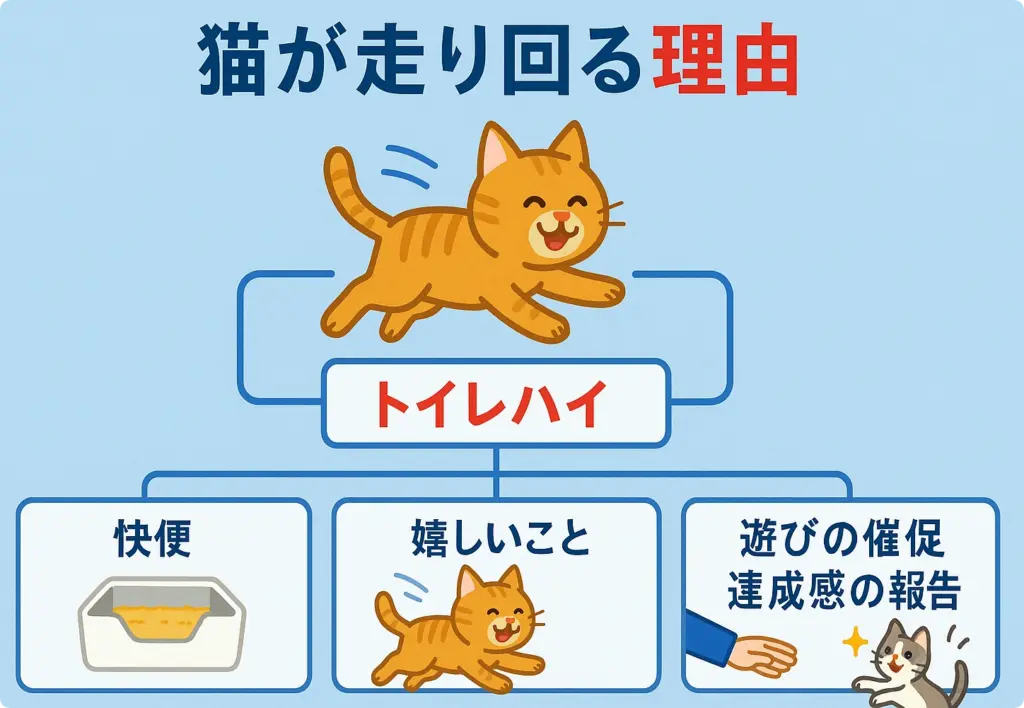 猫が走り回ることについての図解