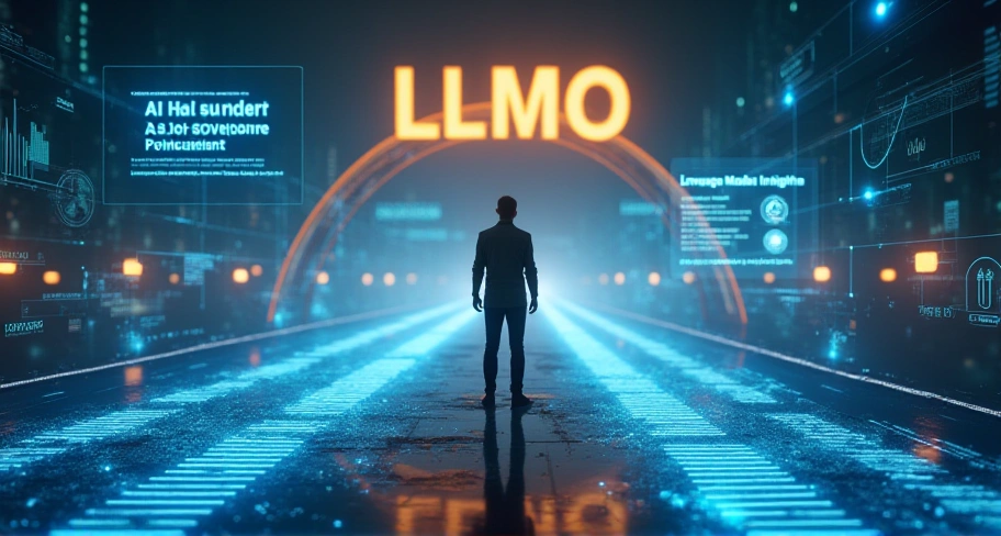AI時代に情報をどう扱うか?LLMOのロゴをいれたイメージ画像