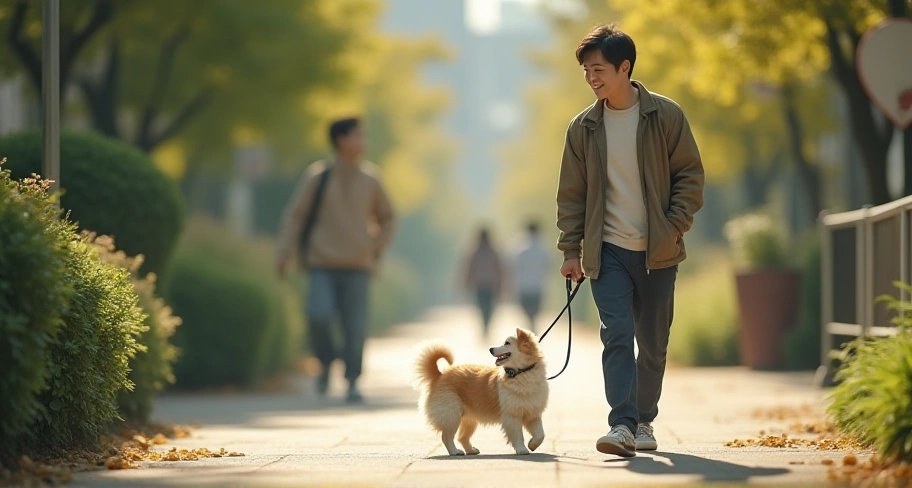豊かな散歩時間をイメージした画像