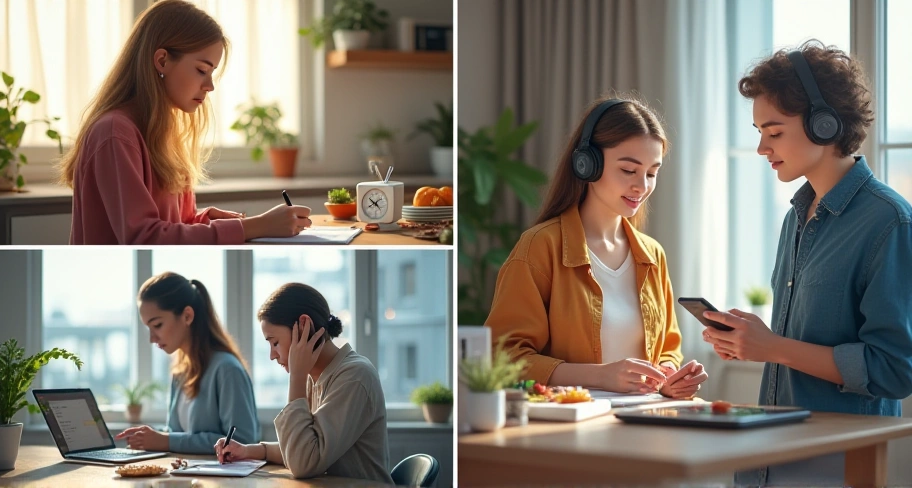 タイパを向上させるい1つ音楽を聞きながら作業する風景
