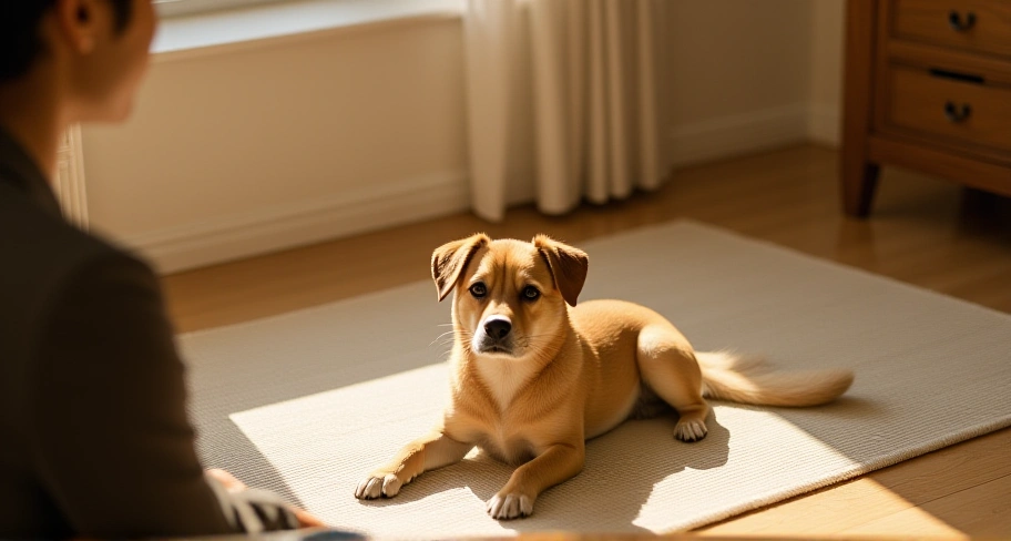愛犬が飼い主を見ているイメージ