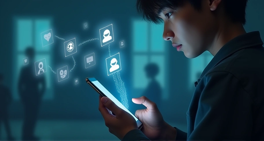 スマホから情報が抜き取られてるイメージ