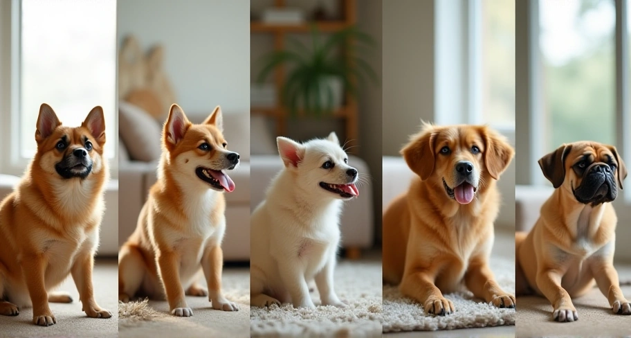 5種類の犬の画像