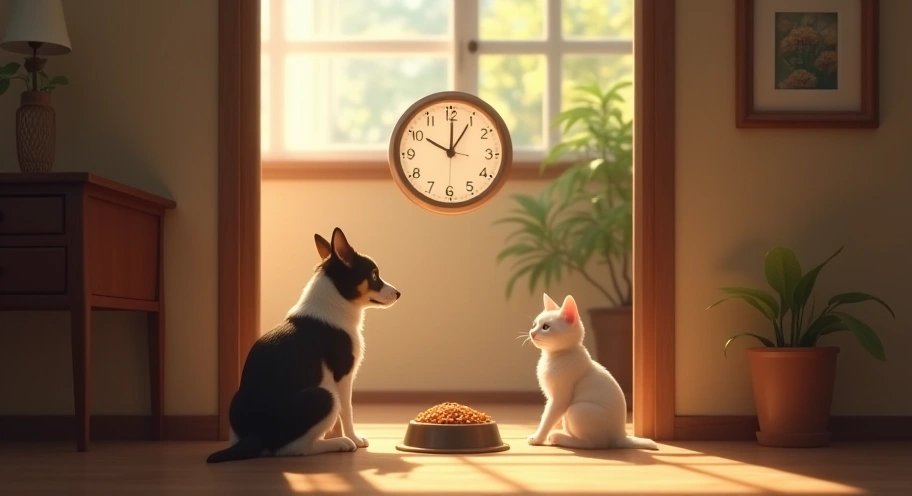 動物が“体内時計”で時間をわかってるイメージ