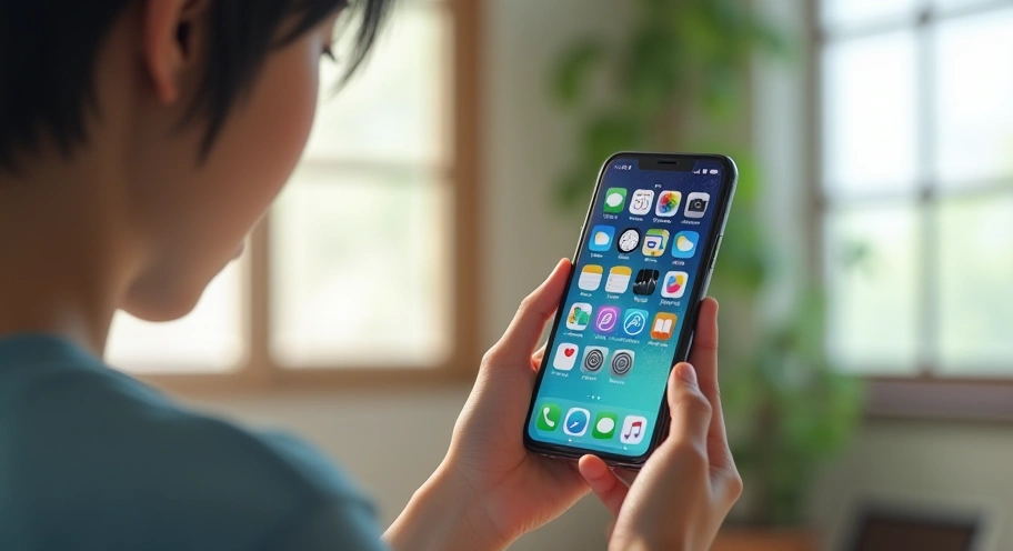 スマホの画面を確認しているイメージ