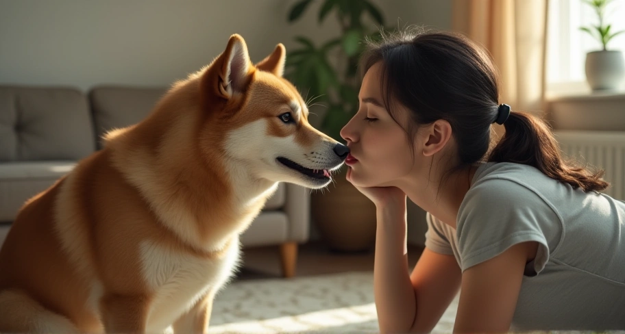 犬が顔を舐めるのは支配のサイン?の疑問を描く一瞬