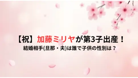 【祝】加藤ミリヤが第3子出産！結婚相手旦那・夫は誰で子供の性別は？