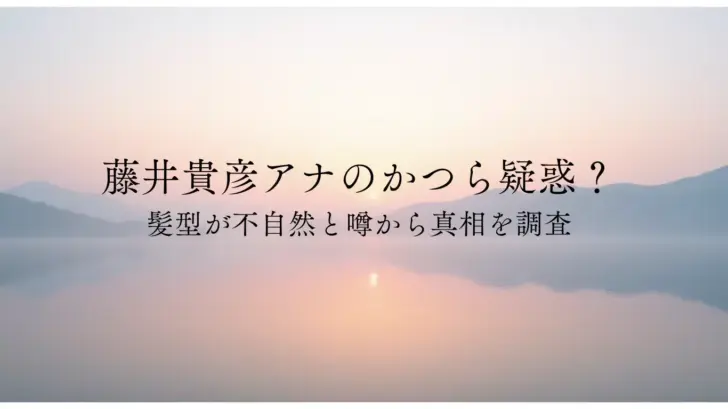 藤井貴彦アナのかつら疑惑？-髪型が不自然と噂から真相を調査
