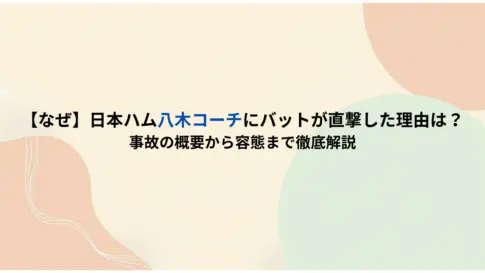 【なぜ】日本ハム八木コーチにバットが直撃した理由は？事故の概要から容態まで徹底解説