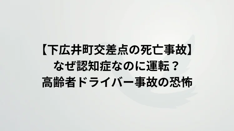 【下広井町交差点の死亡事故】なぜ認知症なのに運転？高齢者ドライバー事故の恐怖