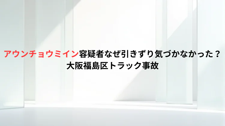 アウンチョウミイン容疑者なぜ引きずり気づかなかった？大阪福島区トラック事故