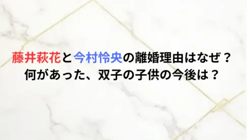 藤井萩花と今村怜央の離婚理由はなぜ？何があった、双子の子供の今後は？