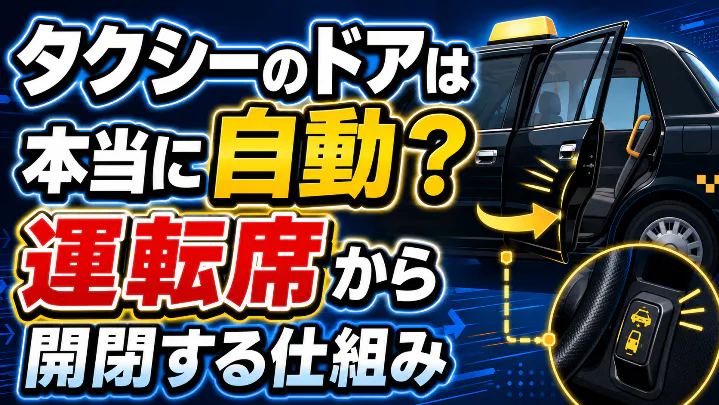 タクシーの自動ドアの仕組みと運転席から開閉する方法を解説する画像